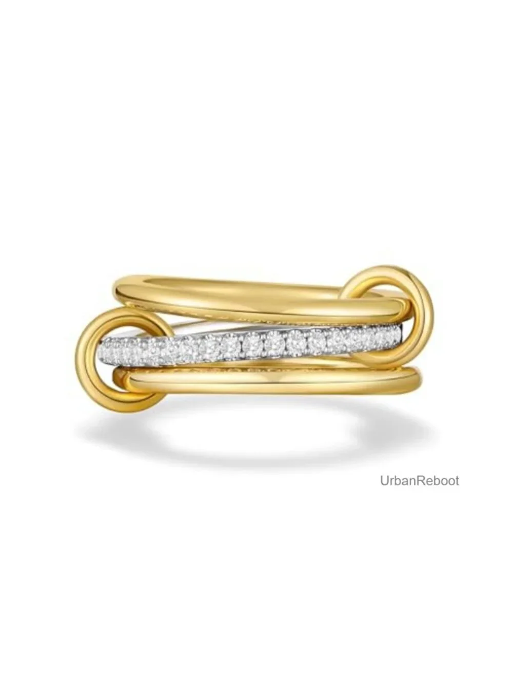 14k Gold Plated Stackable Rings for Women Non Tarnish Interlocked Band CZ